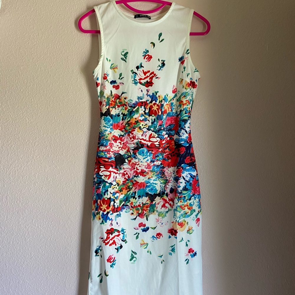 Shein white floral dress